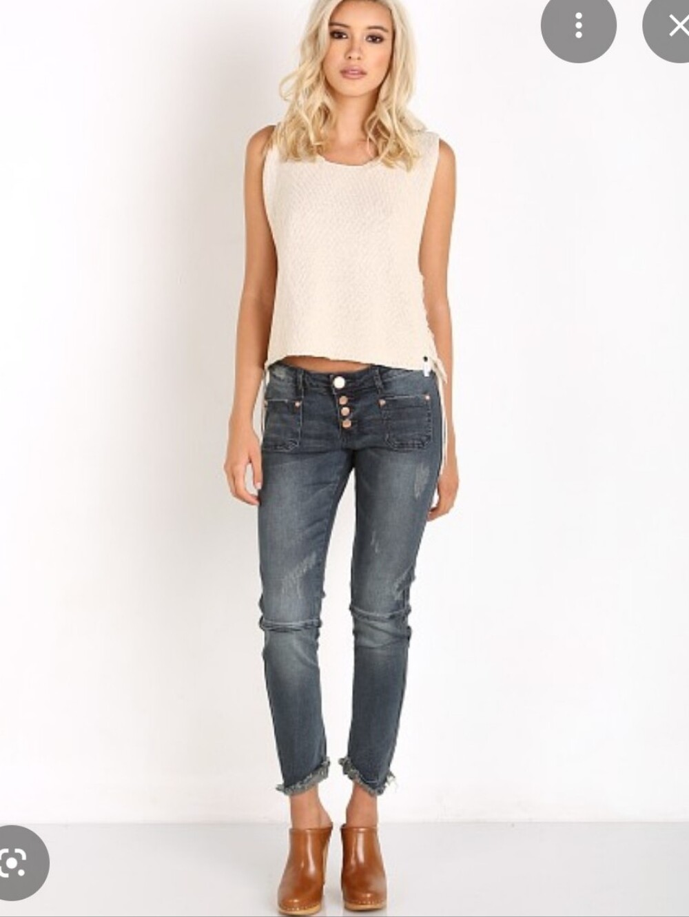 One Teaspoon Royale Super Dupers Mid-Blue Cropped Button-Fly Jeans 26